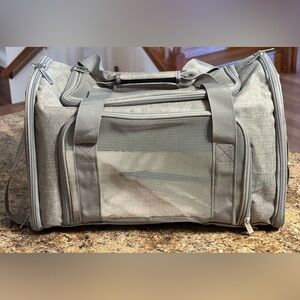 Small Pet Soft Travel Carrier Gray 17 Long, 11 High, 11 Wide Mesh & Canvas